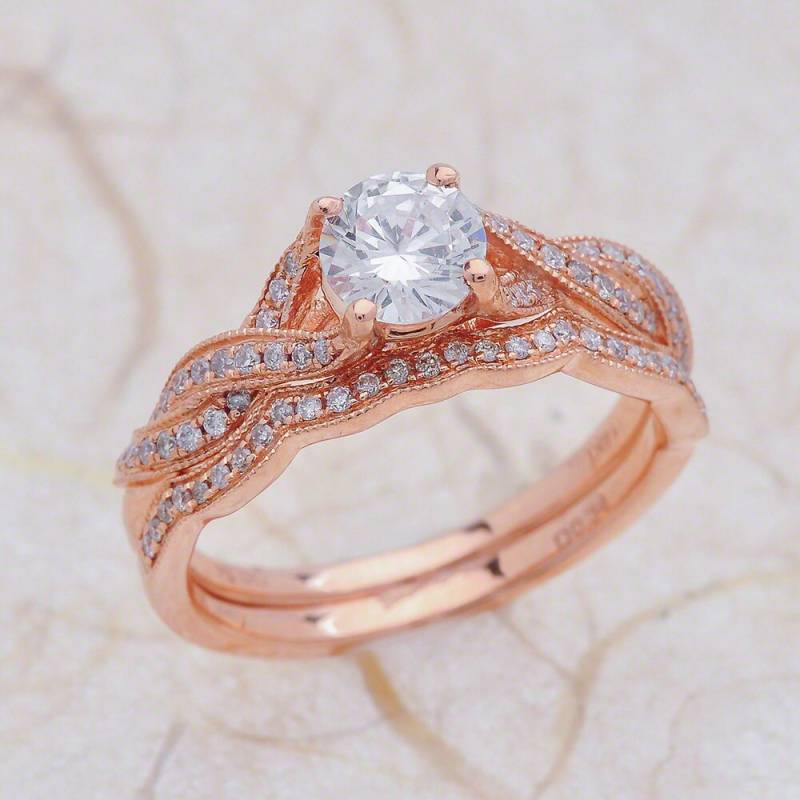 Moissanite Verlobungsring Rotgold, Braut Set Rose Gold, Gold Ring, Ring von EJCOLLECTIONS