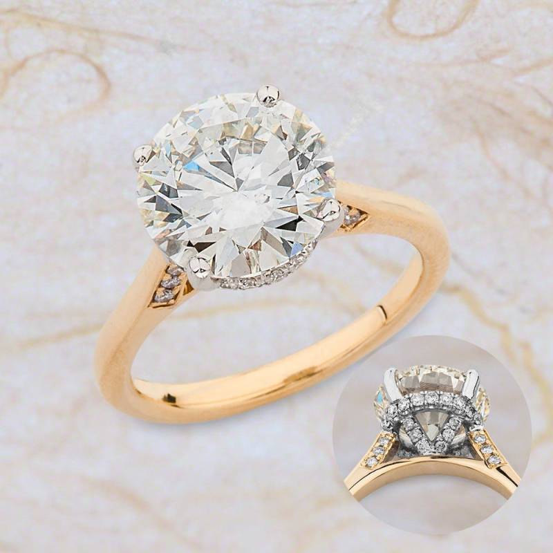 Moissanite Verlobungsring Runde/Solitär Zwei-Ton-Gold von EJCOLLECTIONS