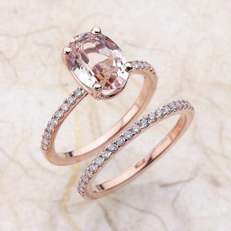 Morganit Braut Set Rose Gold/Oval Geschnitten von EJCOLLECTIONS
