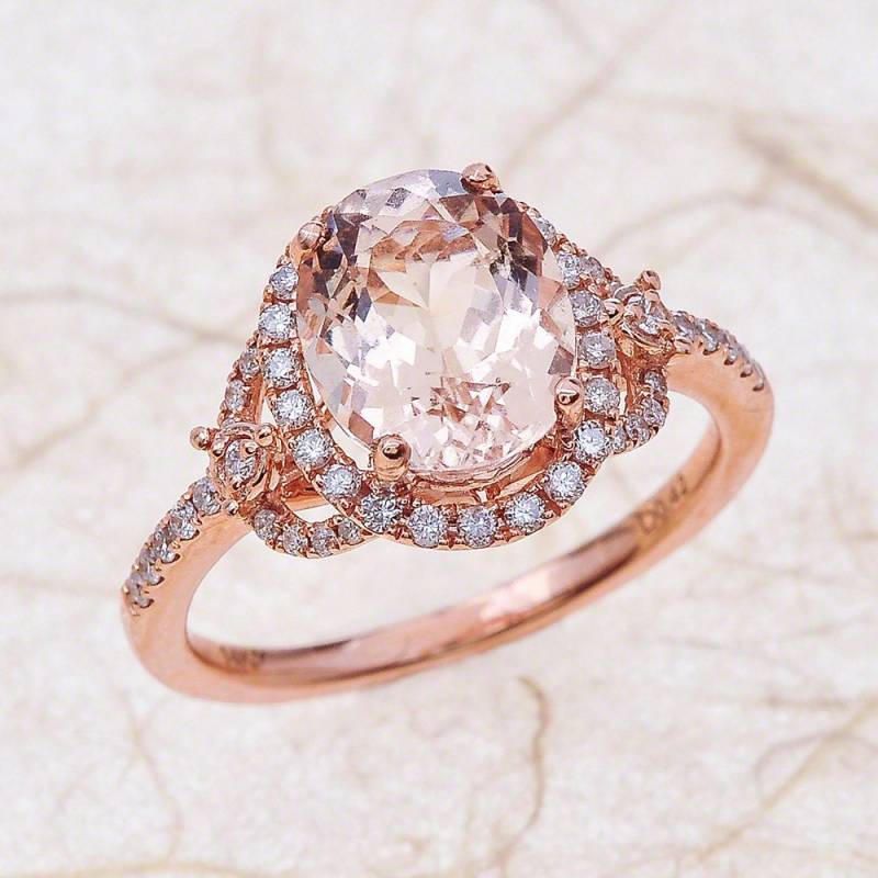 Morganit Halo Verlobungsring Rose Gold, Gold Ring von EJCOLLECTIONS