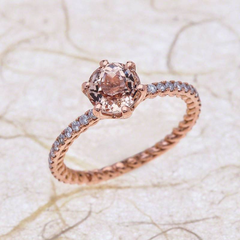 Morganit Rose Gold Ring.morganite Engagement Ring.natural Rosa Solitär Ring.solid 14K Gold.tulip 6 Stift Blumenring von EJCOLLECTIONS
