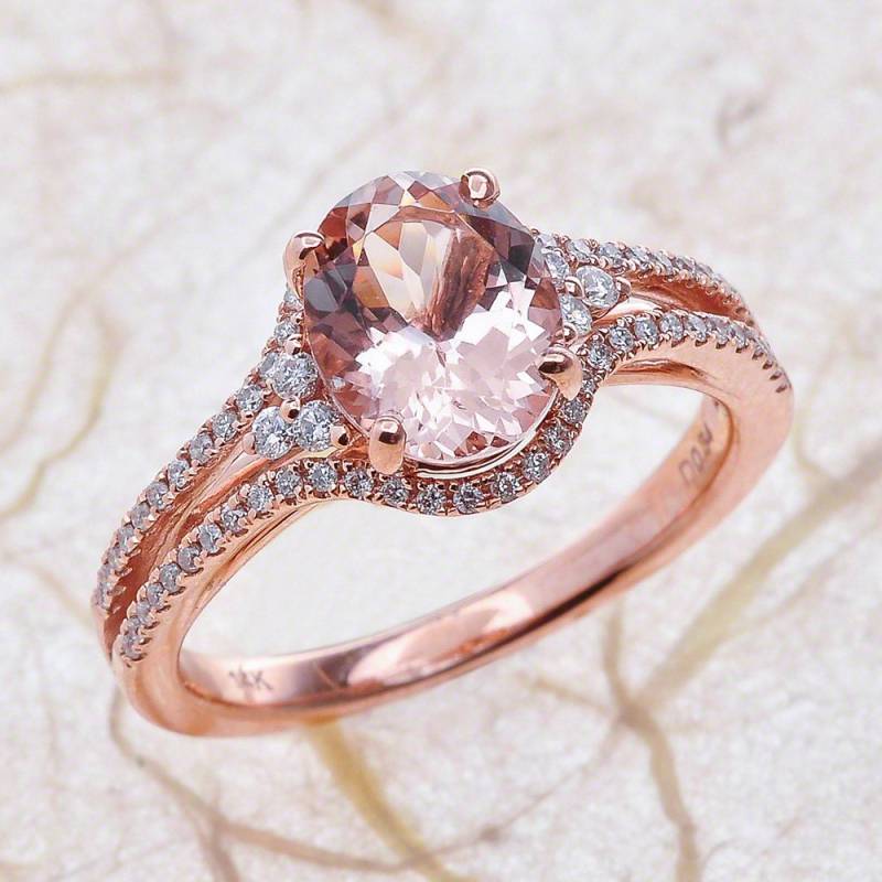 Morganit Verlobungsring Rosegold/Oval Cut Halo von EJCOLLECTIONS