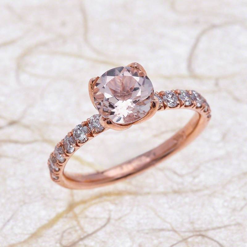 Morganit Verlobungsring Rotgold, Rose Gold Ring, Ring Morganit von EJCOLLECTIONS