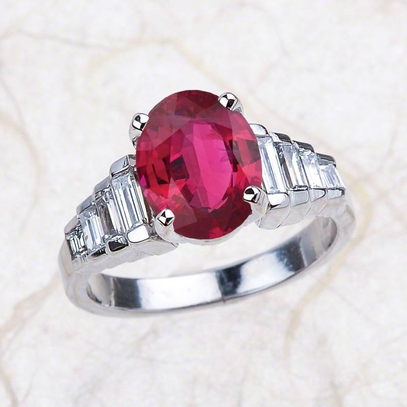 Ovale Lab Erstellt Rubin Verlobungsring/Oval Ovale in 14K White Gold von EJCOLLECTIONS