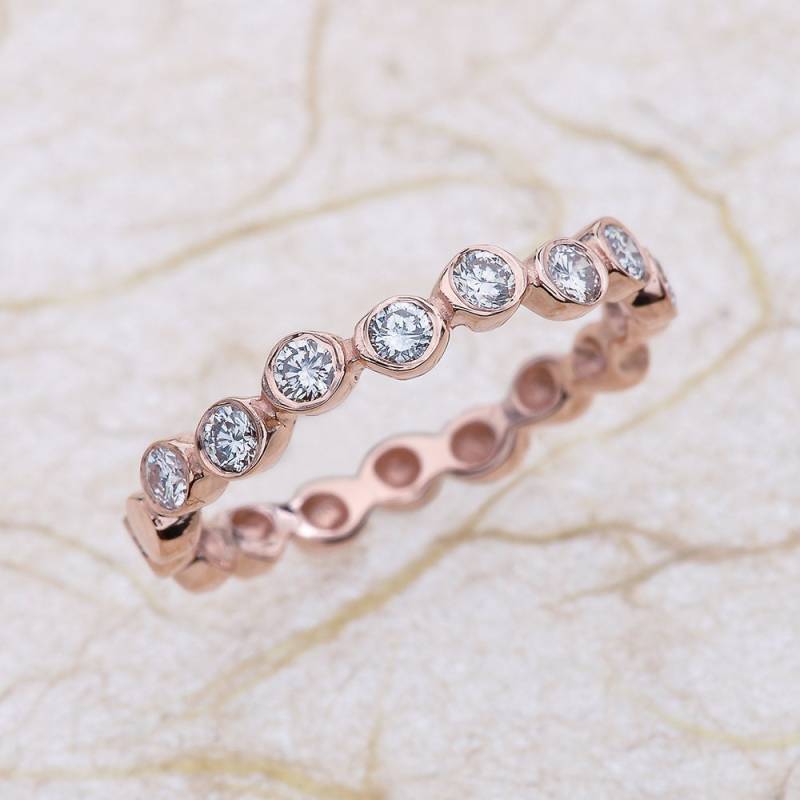 Rose Gold Jahrgang Lünette Jahrestag Halbe Ewigkeit Band 14K Solid von EJCOLLECTIONS