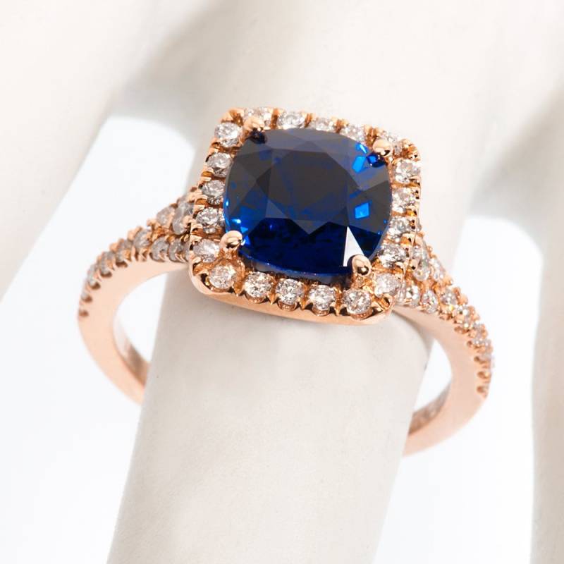 Saphir Engagement Ring Rose Gold/Kissen Geschnitten September Birthstone Geburtstagsgeschenk von EJCOLLECTIONS