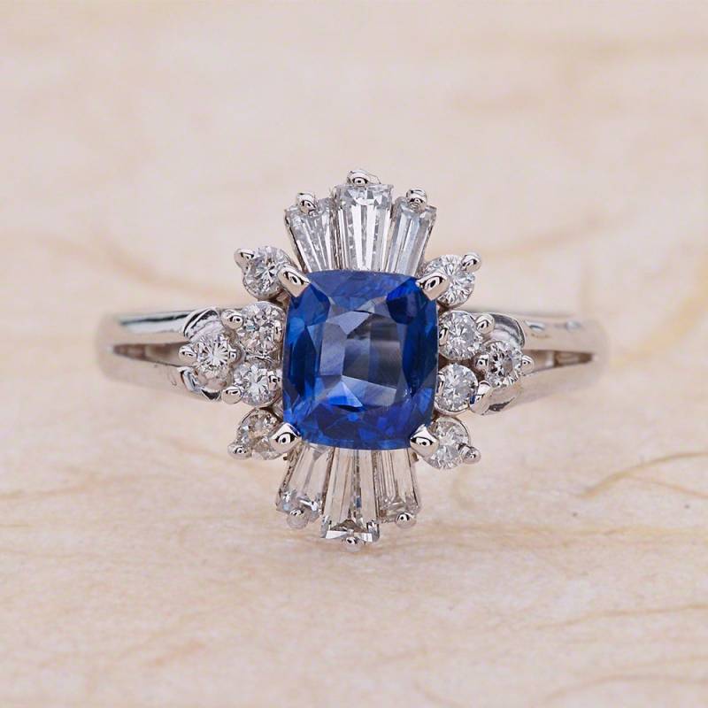 Saphir-Verlobungsring/Ballerina Blau Heiligenschein Verlobungsring Saphir von EJCOLLECTIONS