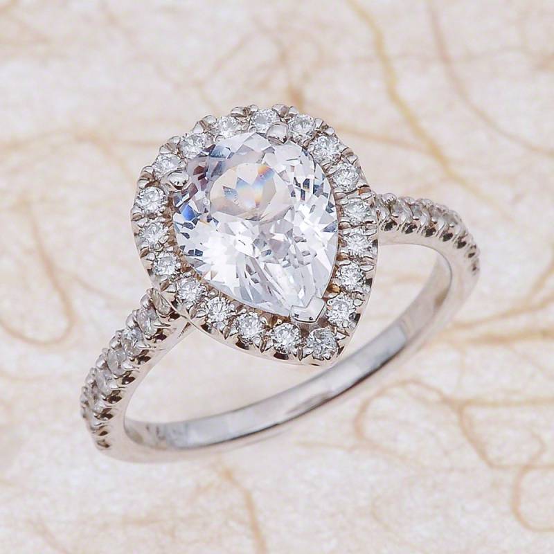 Saphir Verlobungsring/Weißer Halo von EJCOLLECTIONS