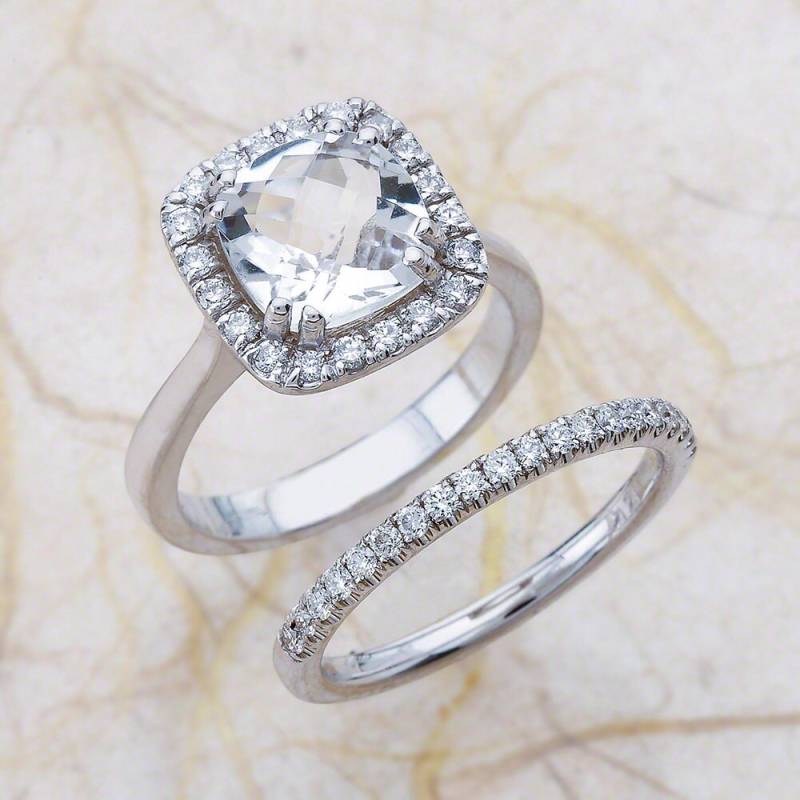 Topas Hochzeit Ring Set/Weiß Topaz November Verlobung Ringset Birthstone Braut von EJCOLLECTIONS