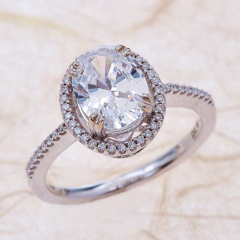 Weiße 14Kt Gold Diamant-Verlobungsring 0.30 Ctw G Si1 Qualität Diamanten Und A 9 X 7 Fb Moissanite von EJCOLLECTIONS