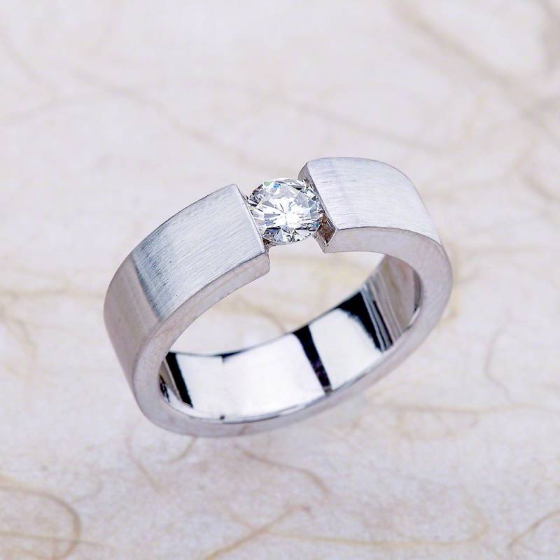 Weißgold Satin/Gebürstetem Finish Ehering 0.50Ctw G Farbe Si2 Klarheit Natürliche Runde Brillant Geschnitten Diamanten von EJCOLLECTIONS