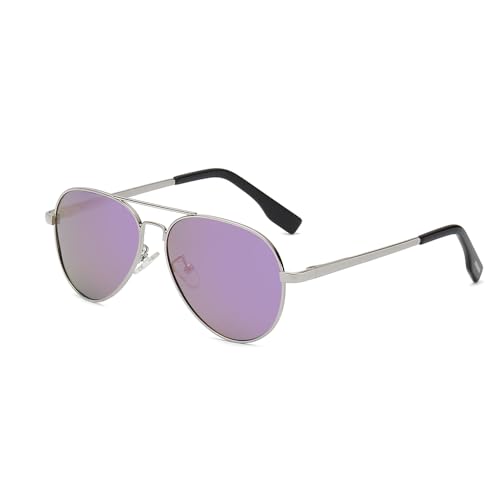 EJDHA Damensonnenbrille für Herren, klassische Pilotenbrille, UV400-Schutz, Farbpolarisation (Lila reflektierend) von EJDHA