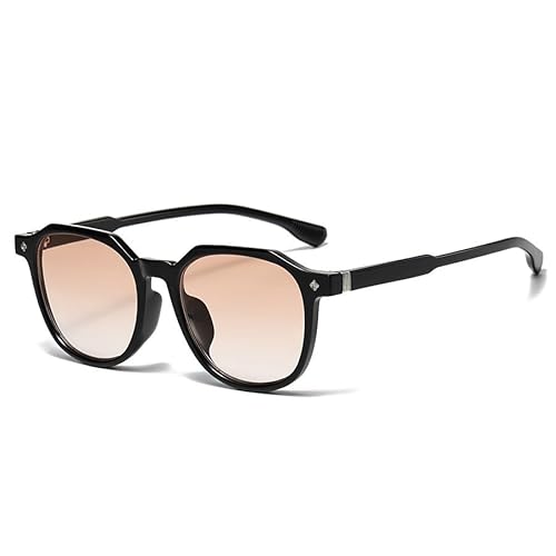 EJDHA Klassische Sonnenbrille für Damen, Schwarz mit Braunen Gläsern, Runder Rahmen (Schwarz/Farbverlauf Orange) von EJDHA