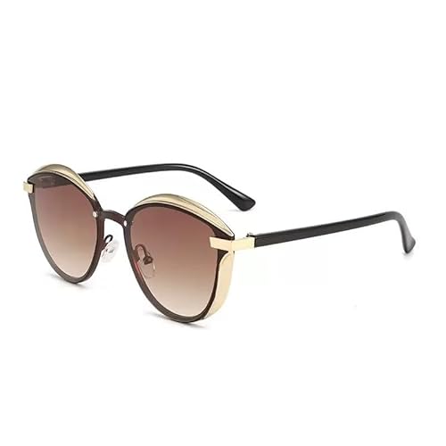 EJDHA Metallic-Sonnenbrille im Cat-Eye-Design, Unisex und personalisierte bunte UV-beständige Sonnenbrillen (Brauner Farbverlauf) von EJDHA