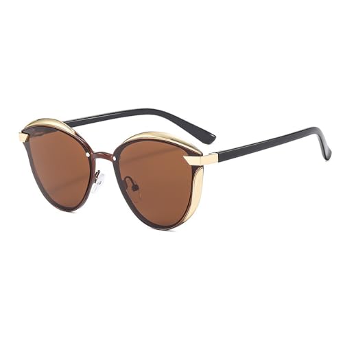 EJDHA Metallic-Sonnenbrille im Cat-Eye-Design, Unisex und personalisierte bunte UV-beständige Sonnenbrillen (Dunkelbraun) von EJDHA