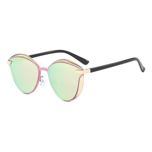 EJDHA Metallic-Sonnenbrille im Cat-Eye-Design, Unisex und personalisierte bunte UV-beständige Sonnenbrillen (Rosa reflektierend) von EJDHA