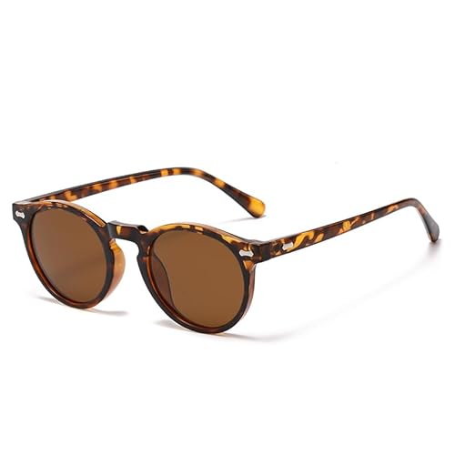 EJDHA Runde Sonnenbrille, Schildpatt-Optik, Braune Gläser (Leopard/dunkelbraun) von EJDHA