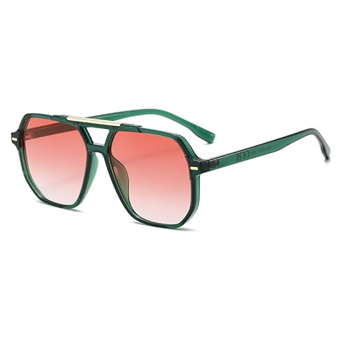 EJDHA Vintage Oversized Sonnenbrille, Tortoise-Rahmen, Braun Verlaufsglas (Grün/Farbverlauf Rot) von EJDHA