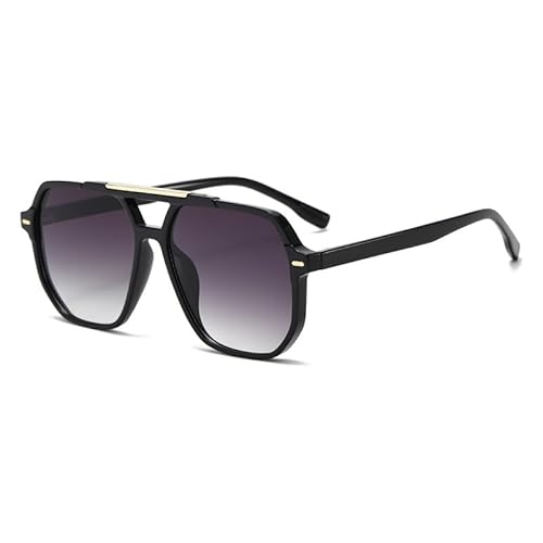 EJDHA Vintage Oversized Sonnenbrille, Tortoise-Rahmen, Braun Verlaufsglas (Schwarz/Grau mit Farbverlauf) von EJDHA