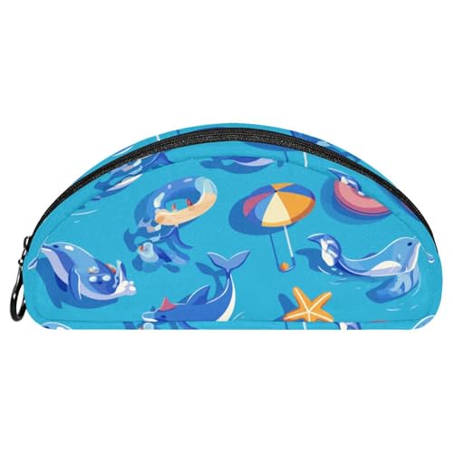 EJFICAHG Federtasche Niedliche Delfine Set Stiftebox Schreibwarenetui Stifteetui Reißverschluss Makeup Kosmetiktasche Reiseveranstalter von EJFICAHG