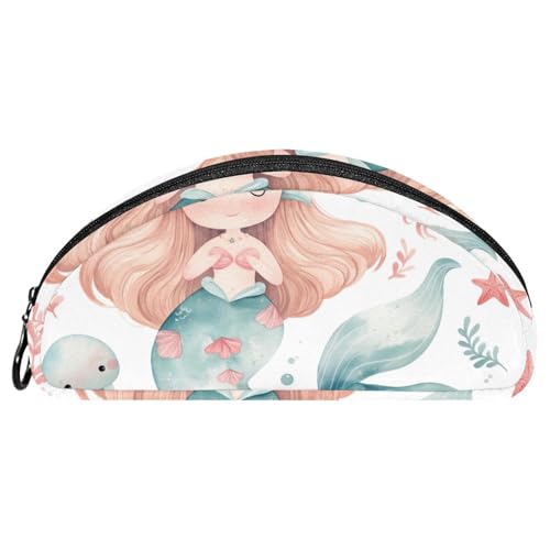 EJFICAHG Federtasche Niedliches Meerjungfrau-Mädchen Stiftebox Schreibwarenetui Stifteetui Reißverschluss Makeup Kosmetiktasche Reiseveranstalter von EJFICAHG
