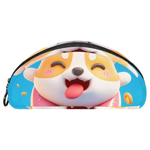 EJFICAHG Federtasche Süßer Corgi-Hund Mit Donut Stiftebox Schreibwarenetui Stifteetui Reißverschluss Makeup Kosmetiktasche Reiseveranstalter von EJFICAHG
