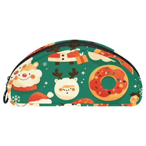 EJFICAHG Federtasche Weihnachts-Donuts Weihnachtsmann Stiftebox Schreibwarenetui Stifteetui Reißverschluss Makeup Kosmetiktasche Reiseveranstalter von EJFICAHG