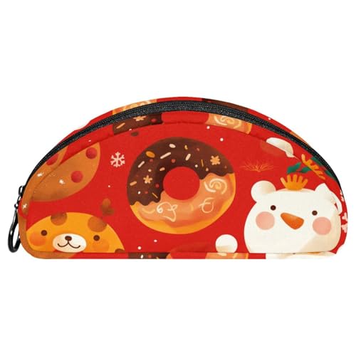 EJFICAHG Federtasche Weihnachts-Donuts Weihnachtsmann Stiftebox Schreibwarenetui Stifteetui Reißverschluss Makeup Kosmetiktasche Reiseveranstalter von EJFICAHG