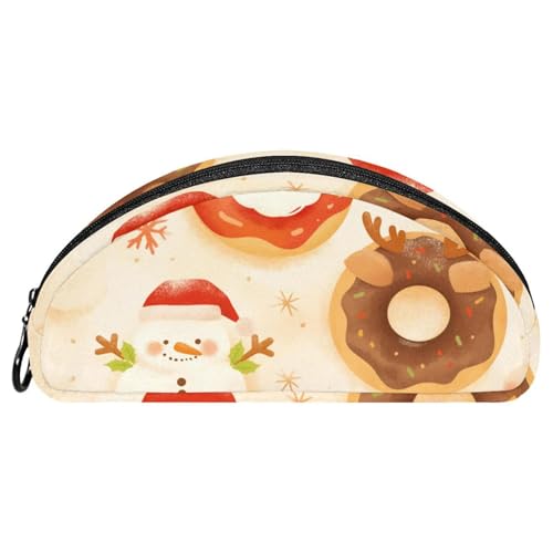 EJFICAHG Federtasche Weihnachts-Donuts Weihnachtsmann Stiftebox Schreibwarenetui Stifteetui Reißverschluss Makeup Kosmetiktasche Reiseveranstalter von EJFICAHG