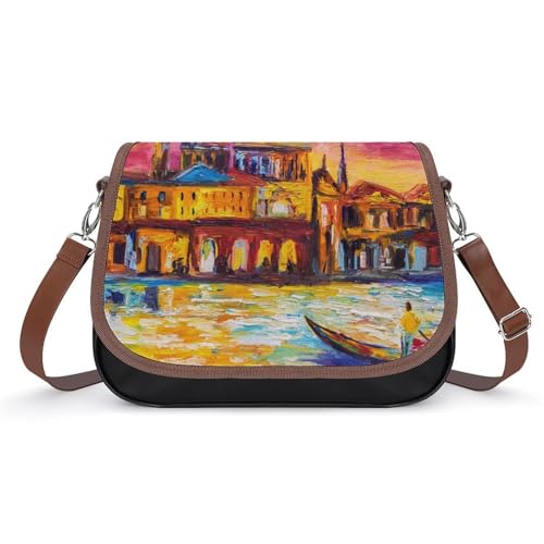 EJFICAHG Handtasche Für Frauen Venedig Landschaft Umhängetasche Leder Crossbody Bag Wasserdichte Messenger Bag von EJFICAHG