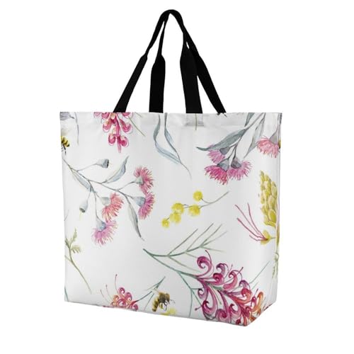 EJFICAHG Handtaschen Für Frauen Biene Und Blumen Einkaufstasche Tote Bag Satchel Bags von EJFICAHG
