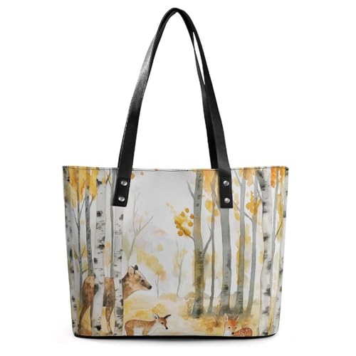 EJFICAHG Handtaschen Für Frauen Birkenwild Leder Tote Bag Satchel Bags Für Mädchen von EJFICAHG