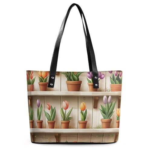 EJFICAHG Handtaschen Für Frauen Blumentöpfe Muster Leder Tote Bag Satchel Bags Für Mädchen EJFICAHG Handtaschen Für Frauen Blumentöpfe Muster Leder Tote Bag Satchel Bags Für Mädchen von EJFICAHG