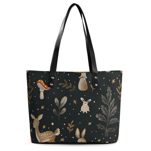EJFICAHG Handtaschen Für Frauen Hirsche Schmetterling Pilze Pflanzen Leder Tote Bag Satchel Bags Für Mädchen EJFICAHG Handtaschen Für Frauen Hirsche Schmetterling Pilze Pflanzen Leder Tote Bag Satchel Bags Für Mädchen von EJFICAHG