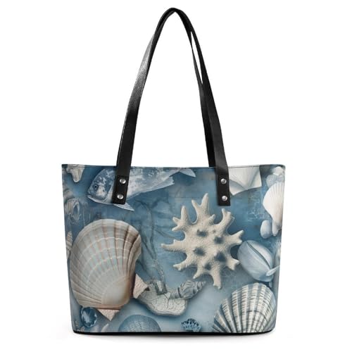 EJFICAHG Handtaschen Für Frauen Muschel Meer Muster Leder Tote Bag Satchel Bags Für Mädchen EJFICAHG Handtaschen Für Frauen Muschel Meer Muster Leder Tote Bag Satchel Bags Für Mädchen von EJFICAHG