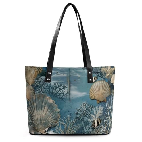 EJFICAHG Handtaschen Für Frauen Muschel Meer Muster Leder Tote Bag Satchel Bags Für Mädchen EJFICAHG Handtaschen Für Frauen Muschel Meer Muster Leder Tote Bag Satchel Bags Für Mädchen von EJFICAHG