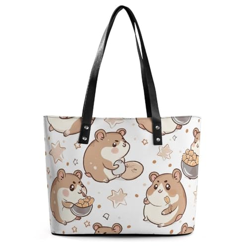 EJFICAHG Handtaschen Für Frauen Niedliche Hamstersterne Muster Leder Tote Bag Satchel Bags Für Mädchen EJFICAHG Handtaschen Für Frauen Niedliche Hamstersterne Muster Leder Tote Bag Satchel Bags Für Mädchen von EJFICAHG