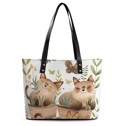 EJFICAHG Handtaschen Für Frauen Niedliche Katzen Schmetterling Leder Tote Bag Satchel Bags Für Mädchen EJFICAHG Handtaschen Für Frauen Niedliche Katzen Schmetterling Leder Tote Bag Satchel Bags Für Mädchen von EJFICAHG