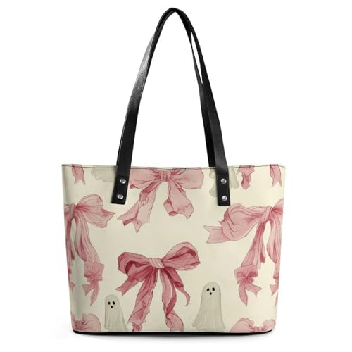 EJFICAHG Handtaschen Für Frauen Pinke Schleifen Muster Leder Tote Bag Satchel Bags Für Mädchen EJFICAHG Handtaschen Für Frauen Pinke Schleifen Muster Leder Tote Bag Satchel Bags Für Mädchen von EJFICAHG
