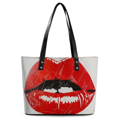 EJFICAHG Handtaschen Für Frauen Rote Lippen Leder Tote Bag Satchel Bags Für Mädchen EJFICAHG Handtaschen Für Frauen Rote Lippen Leder Tote Bag Satchel Bags Für Mädchen von EJFICAHG