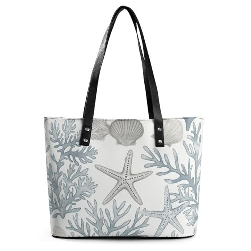 EJFICAHG Handtaschen Für Frauen Seestern Korallenmuster Leder Tote Bag Satchel Bags Für Mädchen EJFICAHG Handtaschen Für Frauen Seestern Korallenmuster Leder Tote Bag Satchel Bags Für Mädchen von EJFICAHG