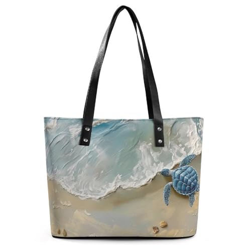 EJFICAHG Handtaschen Für Frauen Strandschildkröte Panzerwelle Leder Tote Bag Satchel Bags Für Mädchen EJFICAHG Handtaschen Für Frauen Strandschildkröte Panzerwelle Leder Tote Bag Satchel Bags Für Mädchen von EJFICAHG