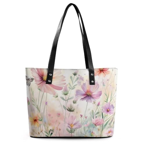 EJFICAHG Handtaschen Für Frauen Watercolor Floral Blumen Schmetterling Leder Tote Bag Satchel Bags Für Mädchen EJFICAHG Handtaschen Für Frauen Watercolor Floral Blumen Schmetterling Leder Tote Bag Satchel Bags Für Mädchen von EJFICAHG