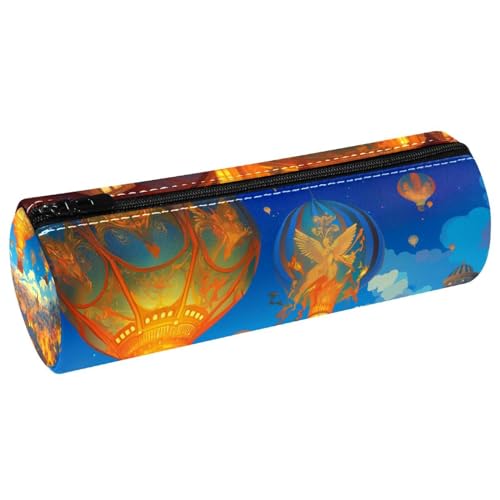 EJFICAHG Stiftetasche Bunte Heißluftballon Und Stadtlandschaft Gemälde Federmäppchen Schreibwarenetui Stifteetui Kosmetiktasche Kosmetiktasche Kosmetiktasche von EJFICAHG