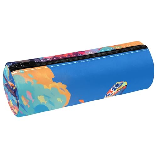 EJFICAHG Stiftetasche Bunte Meeresschildkröte Schwimmt Im Ozean Federmäppchen Schreibwarenetui Stifteetui Kosmetiktasche Kosmetiktasche Kosmetiktasche von EJFICAHG