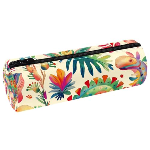EJFICAHG Stiftetasche Dinosaurier Und Blumen Federmäppchen Schreibwarenetui Stifteetui Kosmetiktasche Kosmetiktasche Kosmetiktasche von EJFICAHG