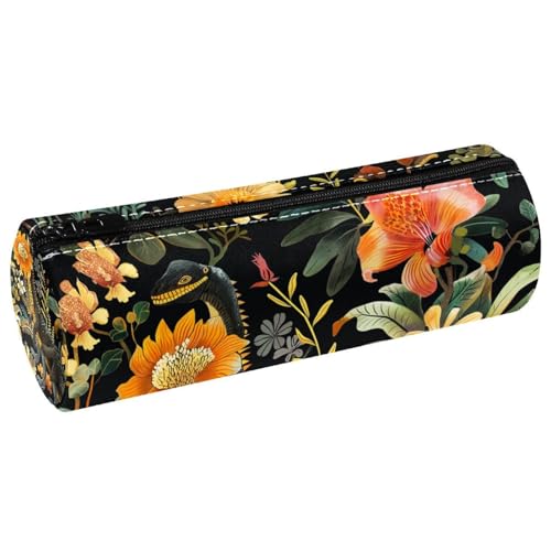 EJFICAHG Stiftetasche Dinosaurier Und Blumen Federmäppchen Schreibwarenetui Stifteetui Kosmetiktasche Kosmetiktasche Kosmetiktasche von EJFICAHG