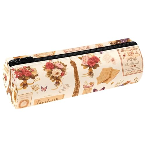EJFICAHG Stiftetasche Eiffelturm Und Blumen Federmäppchen Schreibwarenetui Stifteetui Kosmetiktasche Kosmetiktasche Kosmetiktasche von EJFICAHG