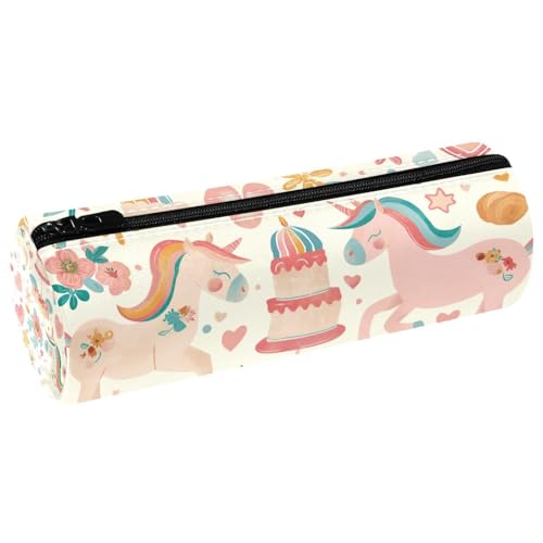 EJFICAHG Stiftetasche Einhörner Niedliche Regenbogen-Kuchen-Muster Federmäppchen Schreibwarenetui Stifteetui Kosmetiktasche Kosmetiktasche Kosmetiktasche von EJFICAHG