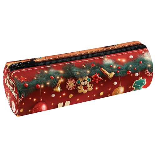 EJFICAHG Stiftetasche Fröhliche Weihnachten Niedliche Rote Hintergrund Federmäppchen Schreibwarenetui Stifteetui Kosmetiktasche Kosmetiktasche Kosmetiktasche von EJFICAHG